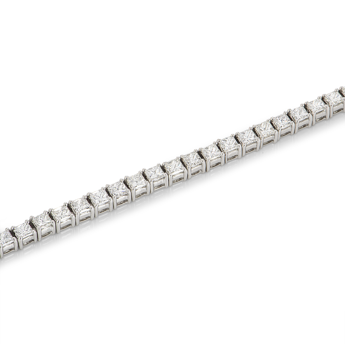 White Gold Princess Cut Diamond Line Bracelet 8.47ct